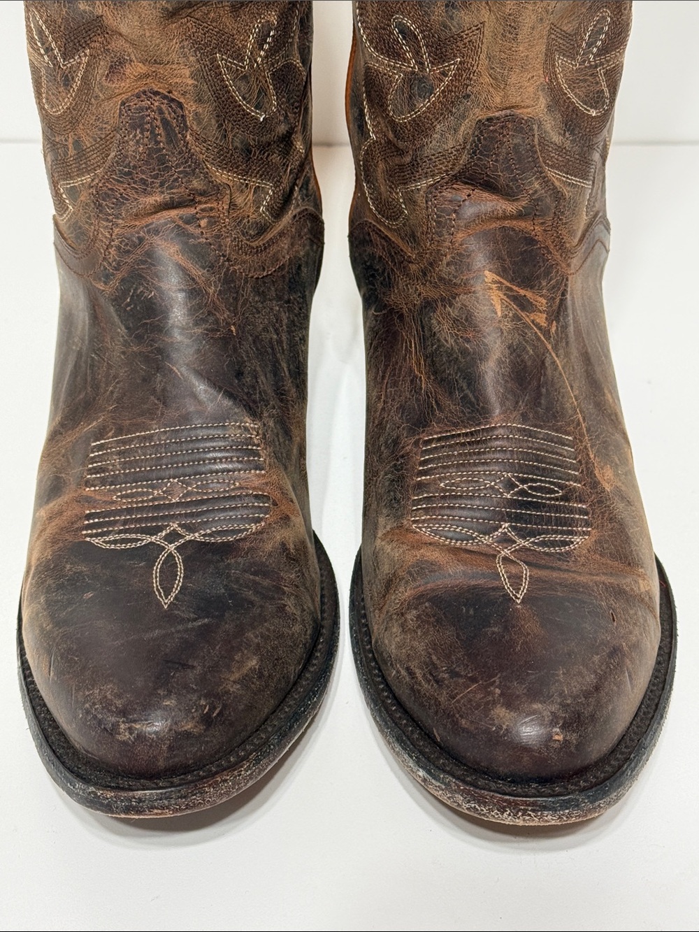 J.B Dillon Distressed Cowgirl Boots Size 10B Goat Leather - Picture 8 of 17
